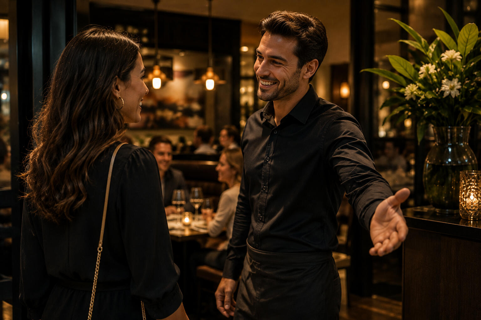 Guest Returning to Restaurant A waiter welcoming a guest
