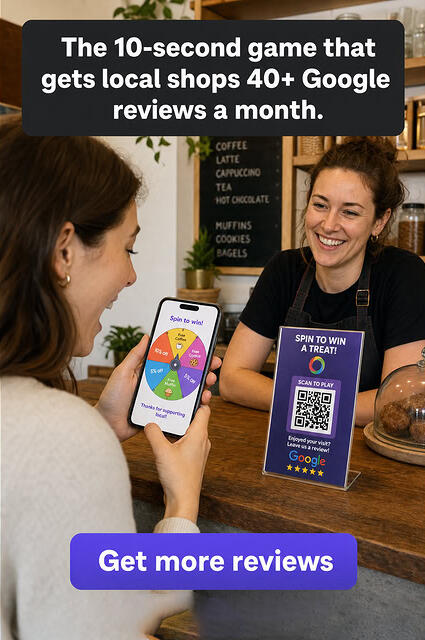 Woman holding phone spinning a prize wheel on her phone