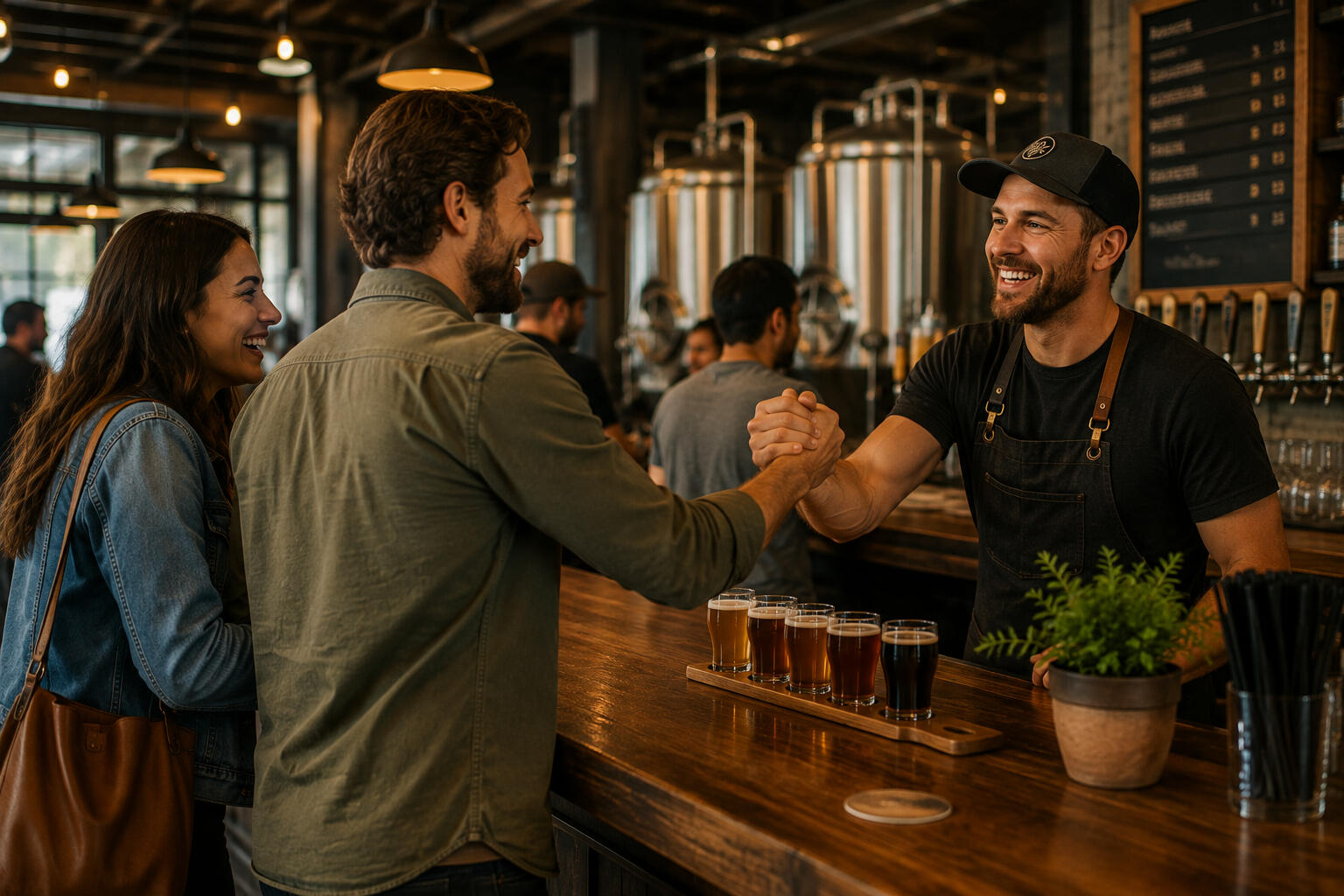 A Brew Master greeting guests as they enter the brewery