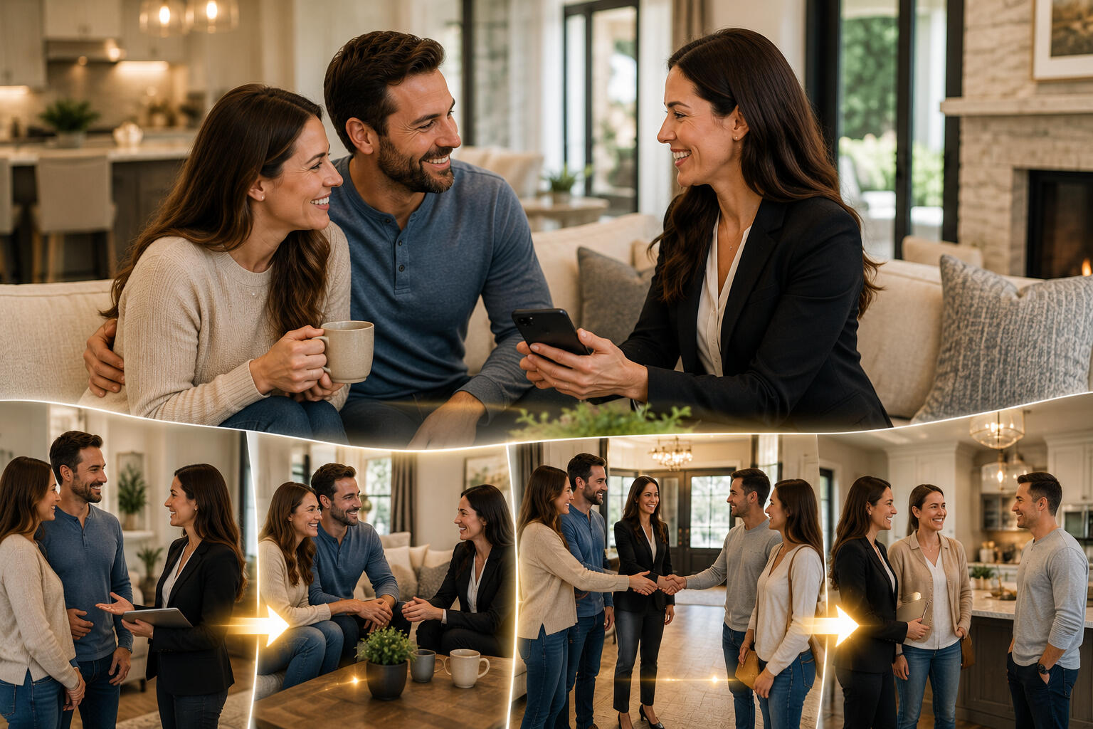 A collage of images with a Realtor providing a Warm Home Consultation Journey