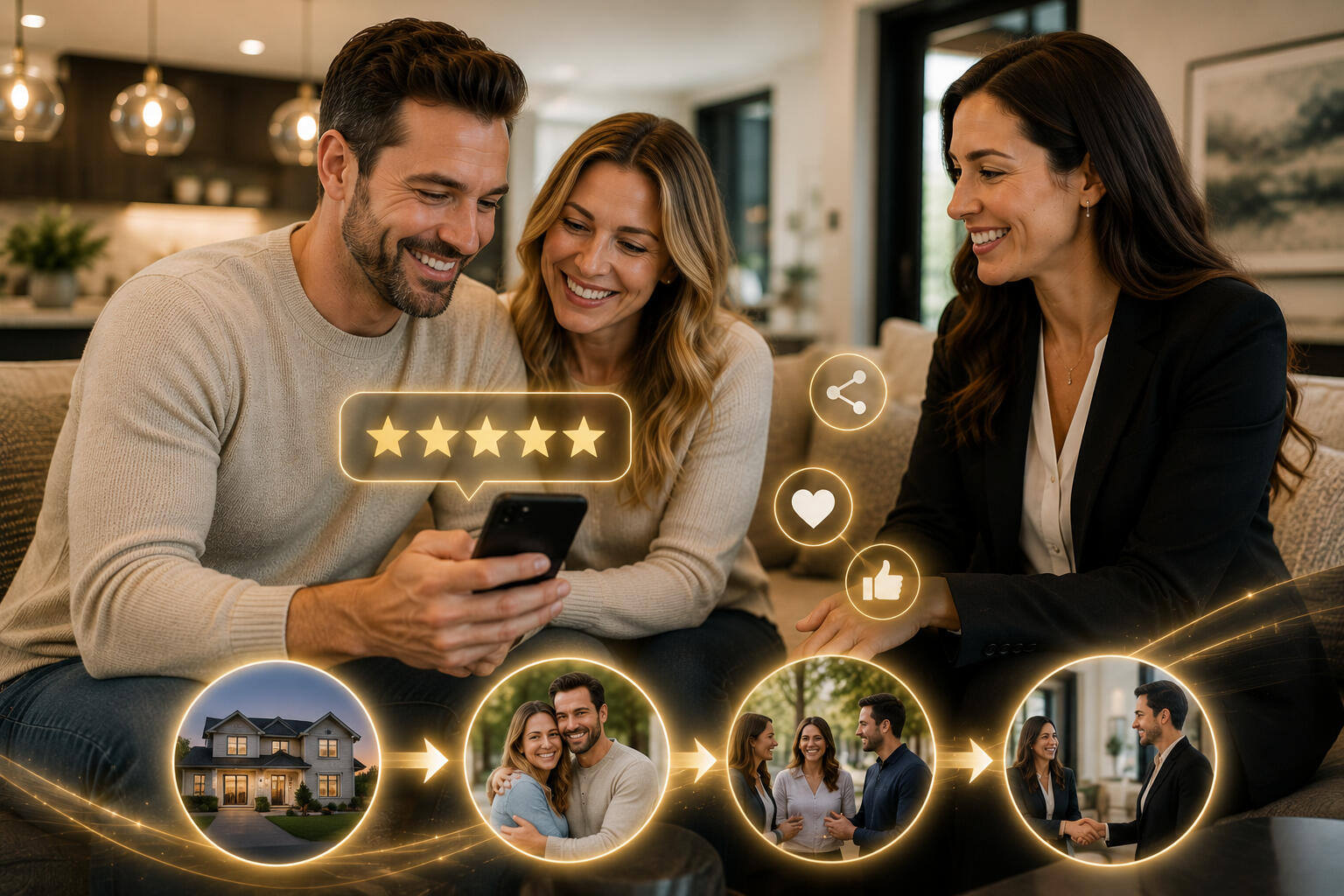 Five-Star Home Buying Experience A couple Posting a Five-Star Home Buying Experience