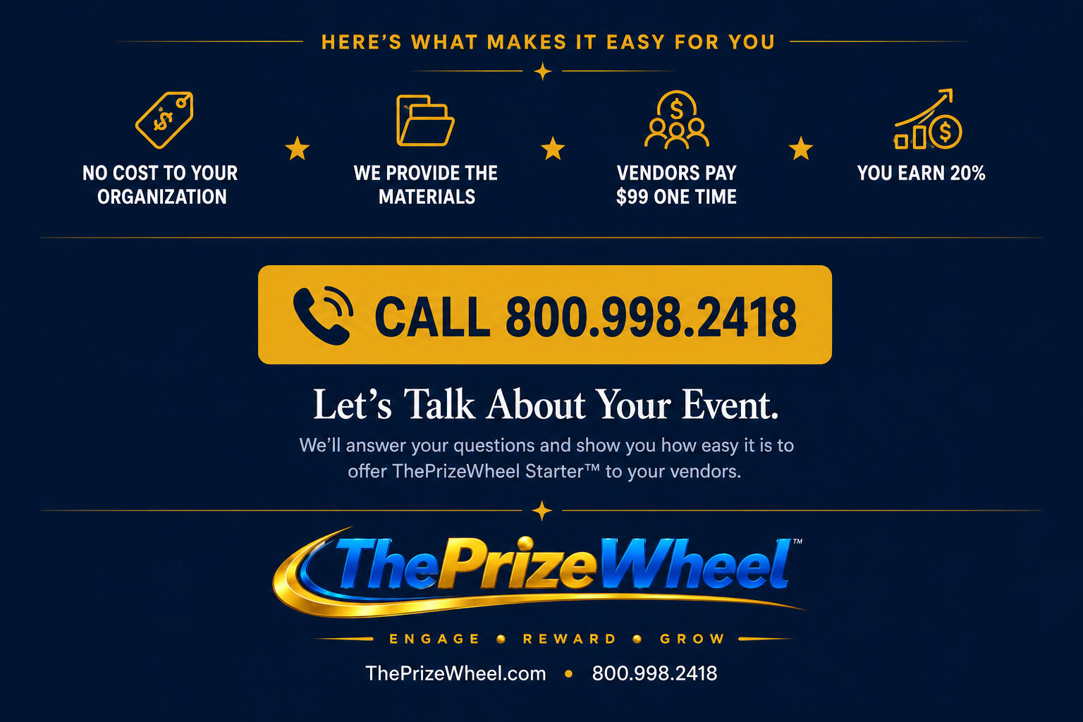 ThePrizeWheel CTA to call us at 8009982418